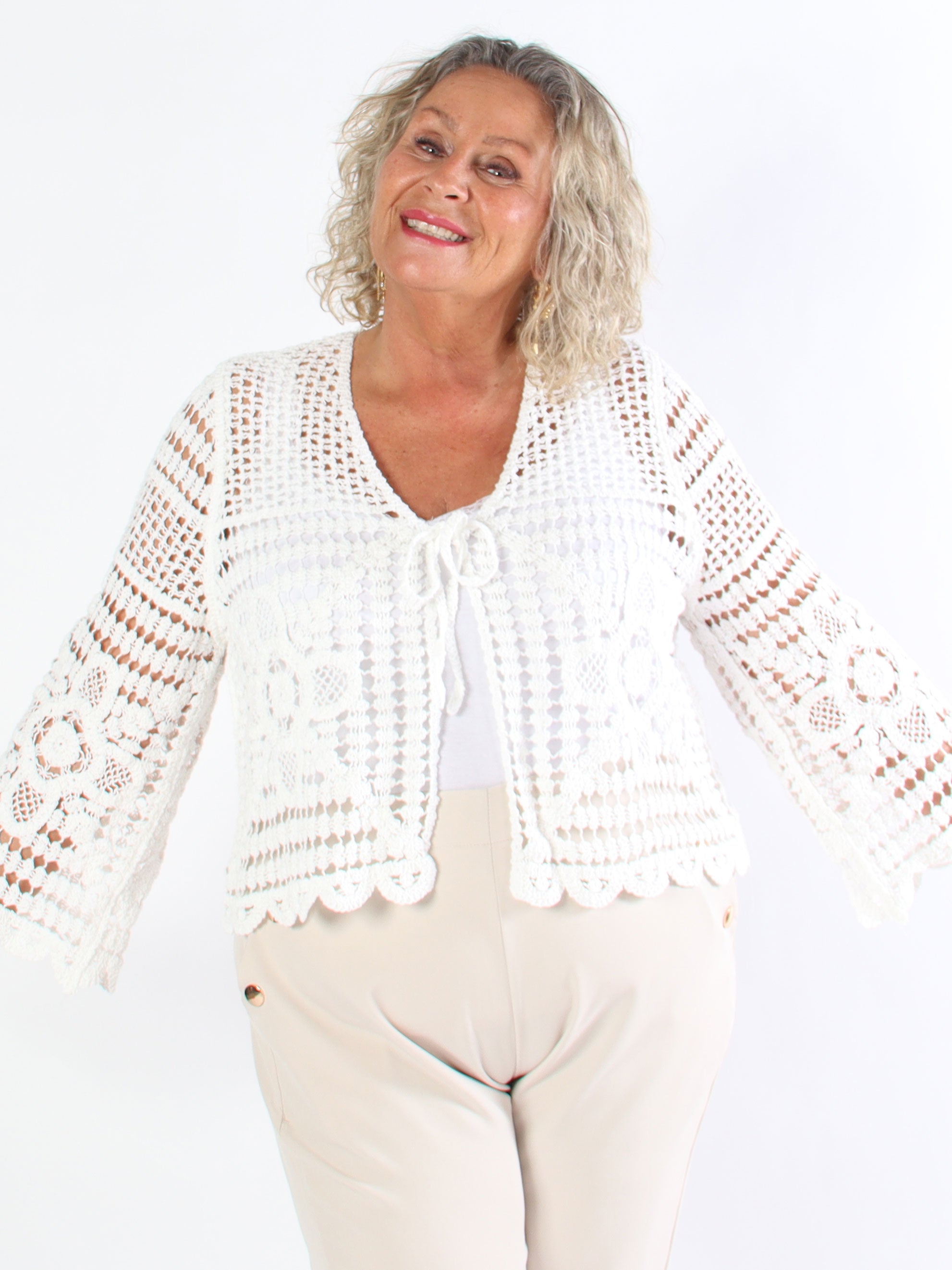 Marina - Söt virkad bomullskofta i plus size